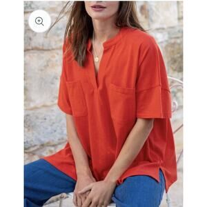 MERSEA Amelia Shirt Womens One Size Fits All Orange Cotton Loungewear Beach